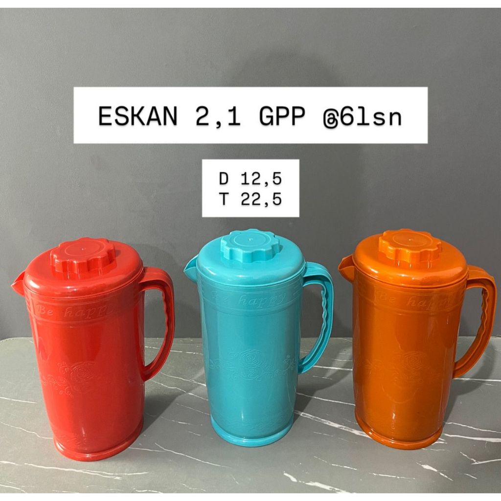 Eskan Leo 2,1 ltr / Teko Plastik Eskan Jumbo eko bening Tutup warna Jar Air Teko Murah Teko Jumbo Te
