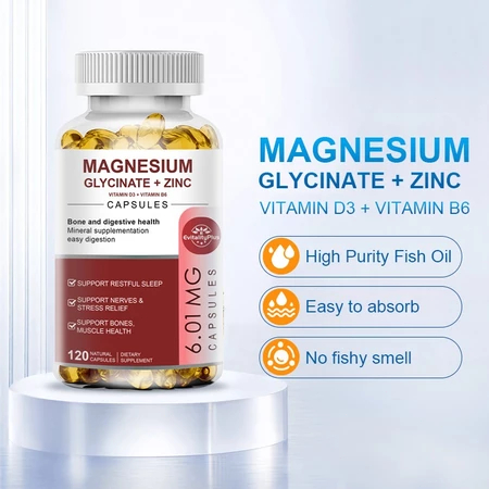 Tanggal Baru EvitalituPlus Magnesium Glycinate 500mg + Zinc 120 Kapsul Bantu Tidur