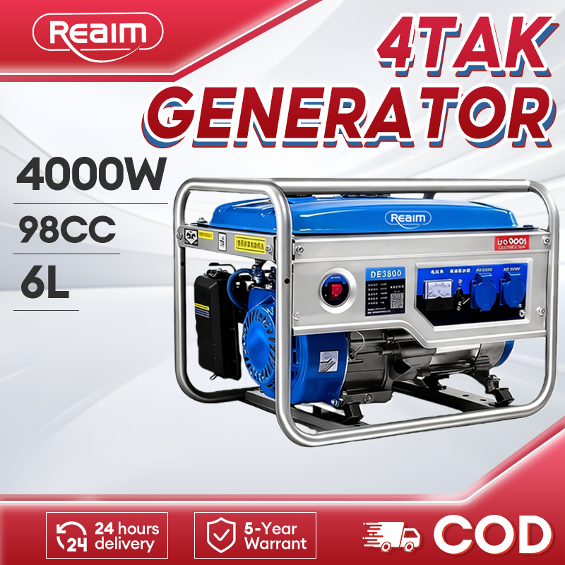 REAIM Mesin Genset 4000W Genset Portable Pembangkit Listrik 210CC Mini untuk Rumah Tangga Outdoor