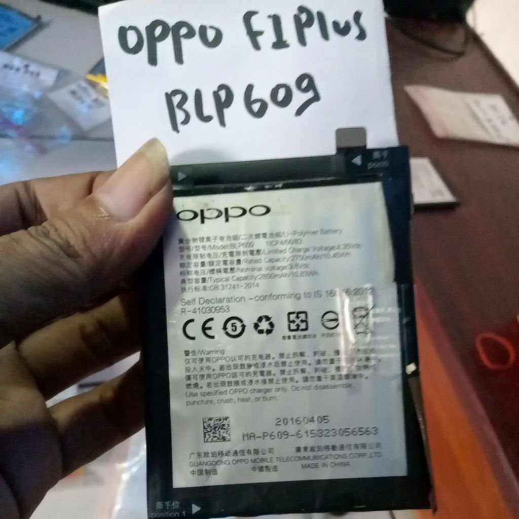 Batre Oppo F1 plus Blp 609 Copotan Original bekas