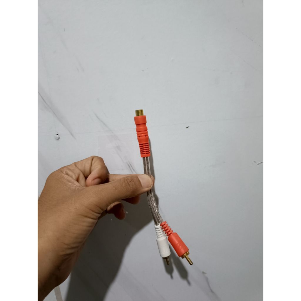 kabel jack jumper rca Y female to 2 male