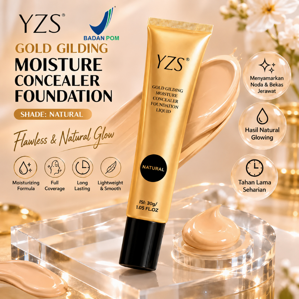 Foundation Cair YZS Full Coverage Waterproof Alas Bedak Makeup Wajah Tahan Lama Natural Glowing BPOM