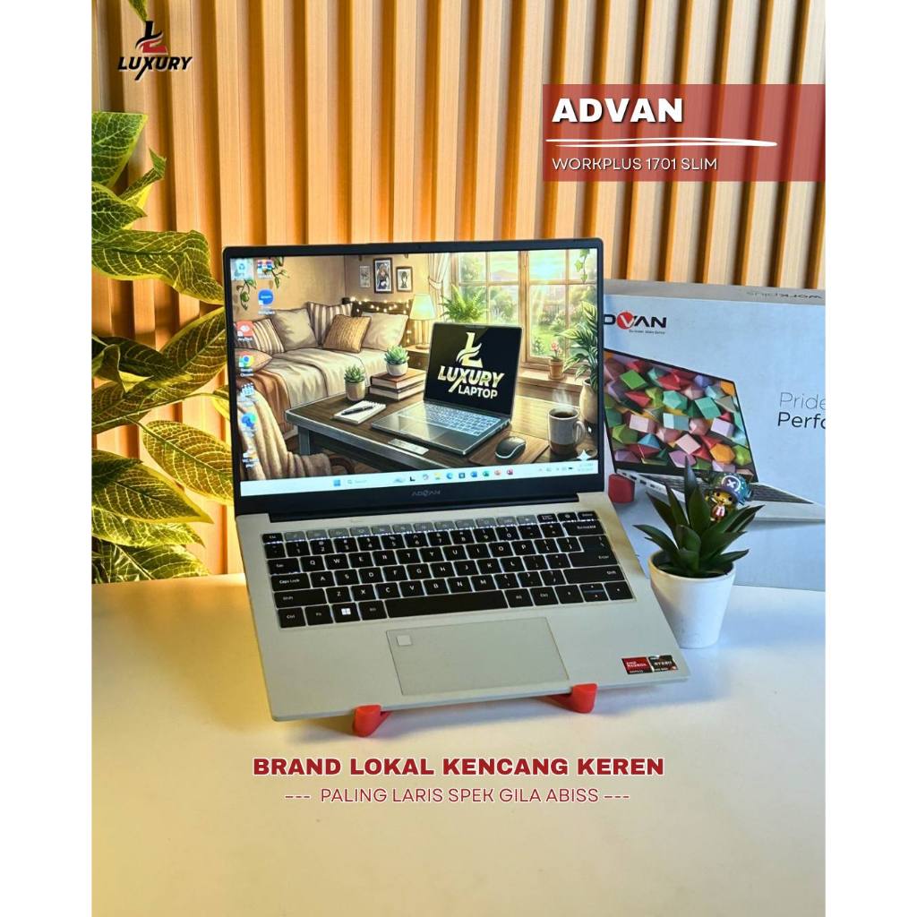 LAPTOP ADVAN WORKPLUS 1701 SLIM AMD RYZEN 5 SSD 512GB RAM 16GB BACKLIGHT FINGERPRINT SECOND