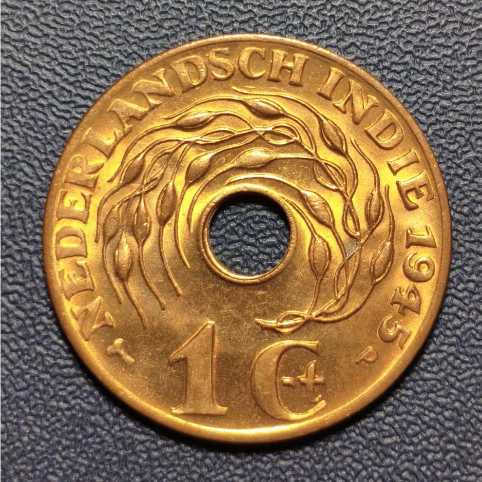 Koin Kuno Nederlandsch Indie 1 Cent Bolong Tahun 1945