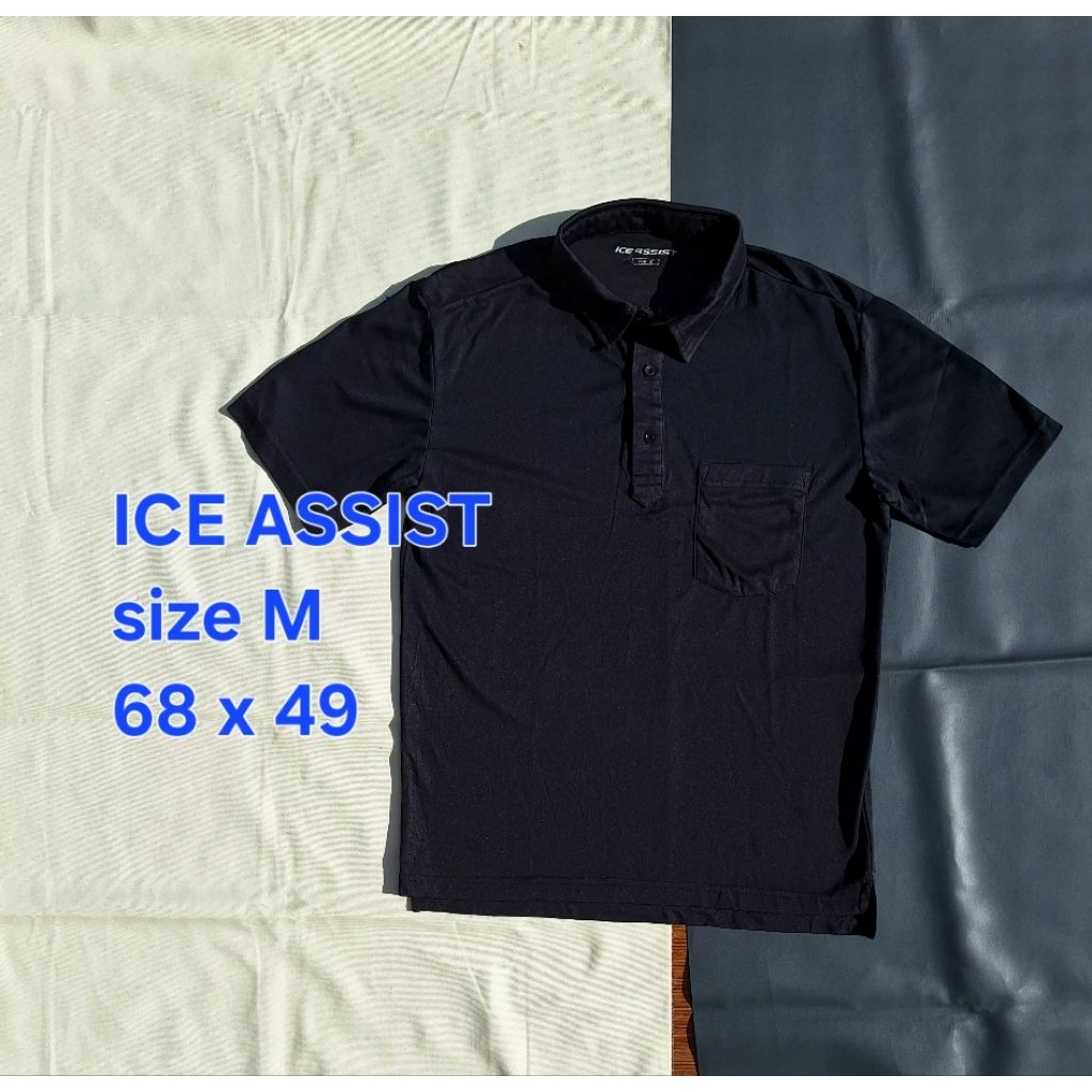 Baju Kaos Kerah ICE ASSIST Outdoor Sport Polo Shirt Hitam Polos