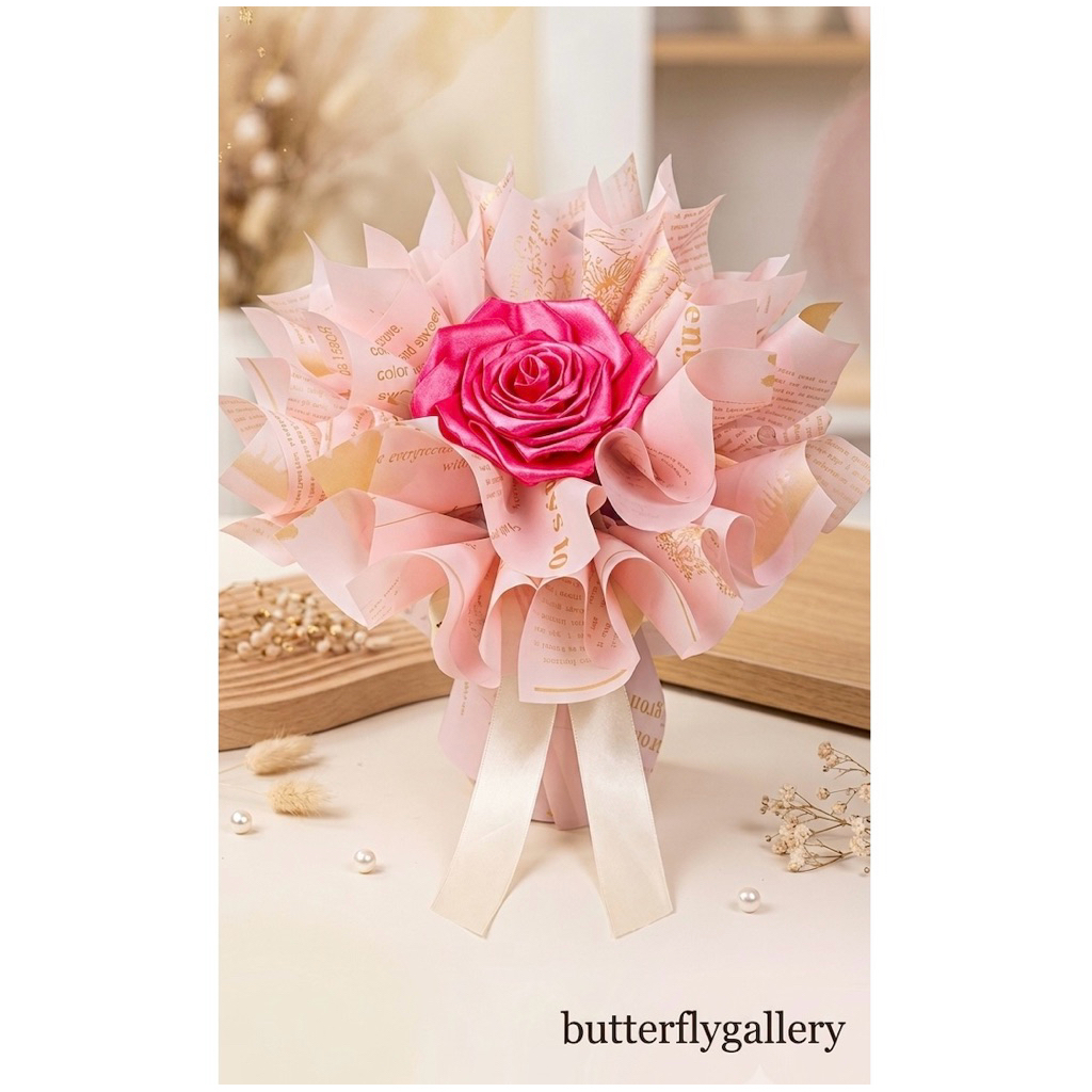 buket bunga satin satu tangkai kriwil/ buket mini 25 cm buket singgle hadiah pesta