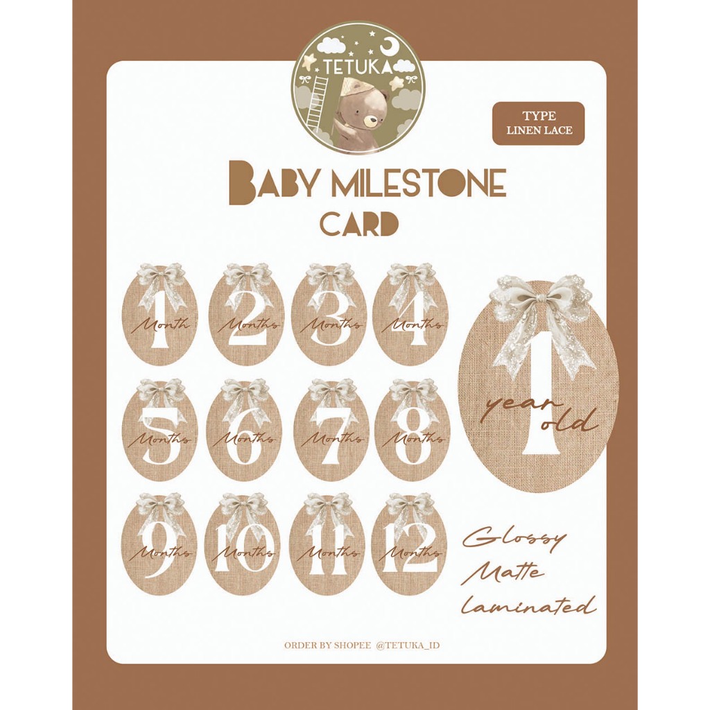 Milestone card Lace Linen - kartu milestone anak