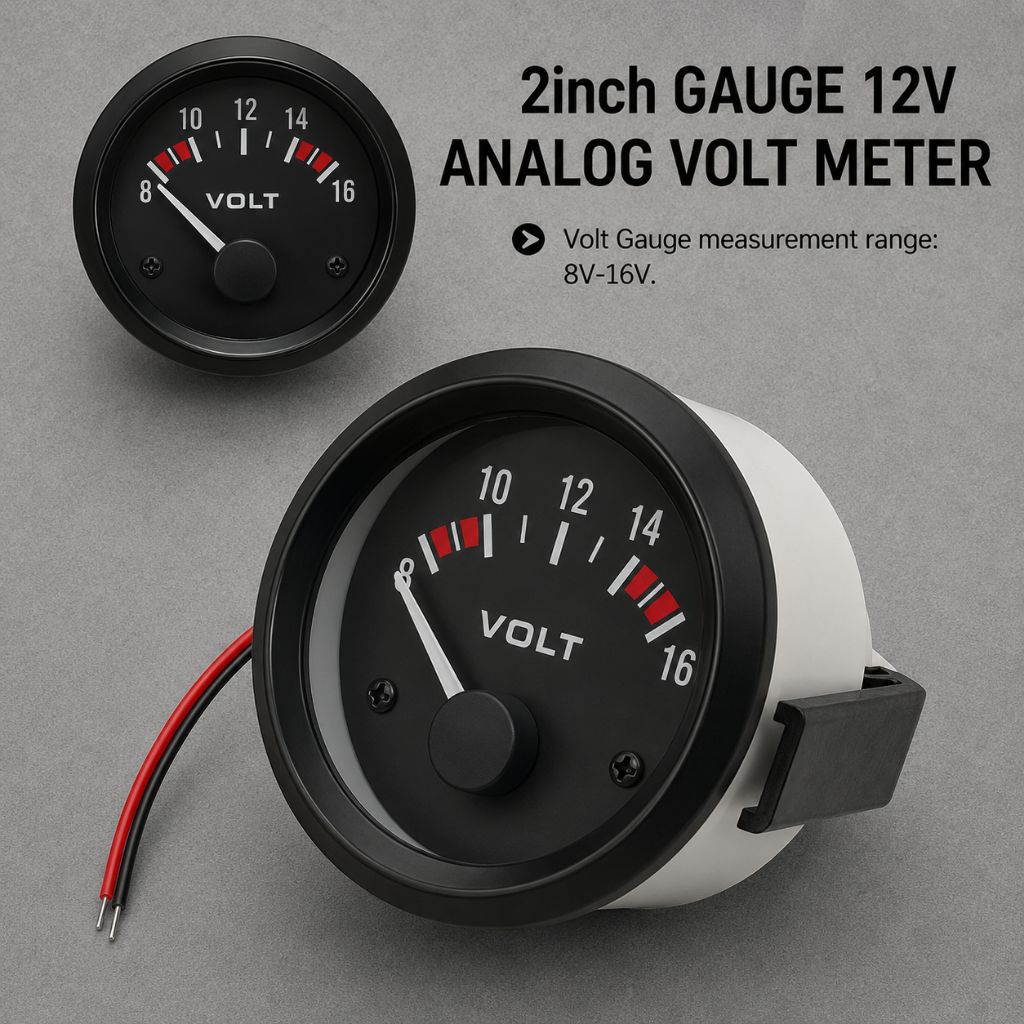 Gauge volt meter analog universal 2inch . indikator voltase mobil 12v . volt gauge