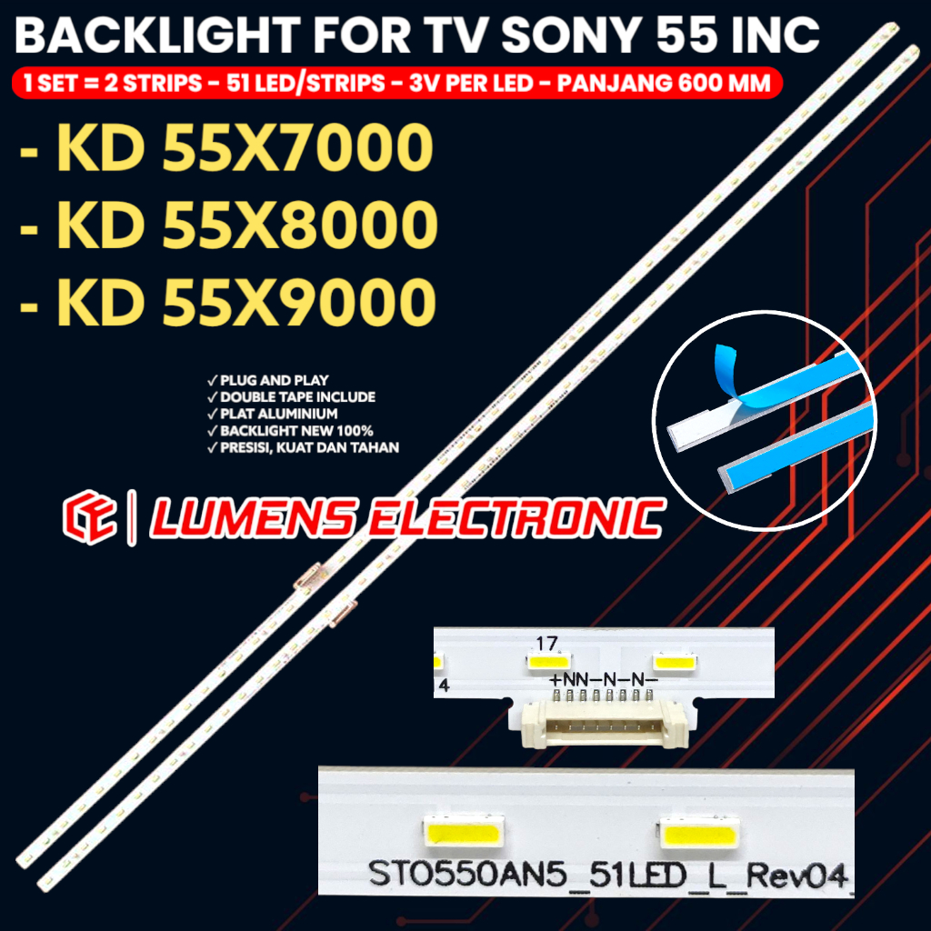 BACKLIGHT TV SONY 55 INCH KD-55X7000E KD-55X8000E 55X9000 XBR-55X800E BL 51K STO550AN5_51LED_R_Rev04