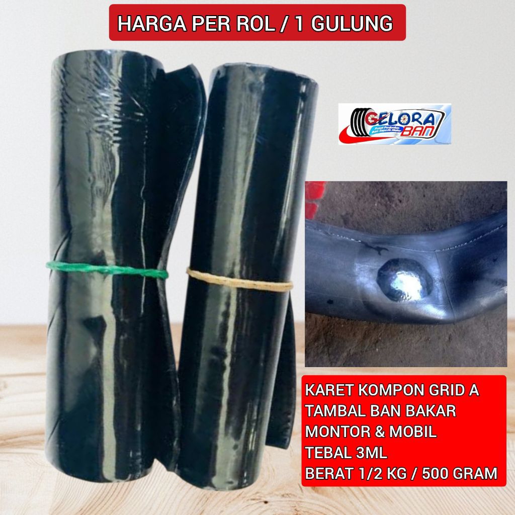 Karet Kompon Tambal Ban Bakar Grid A 3ML Untuk Montor Dan Mobil kompon tambal ban bakar karet kanisi