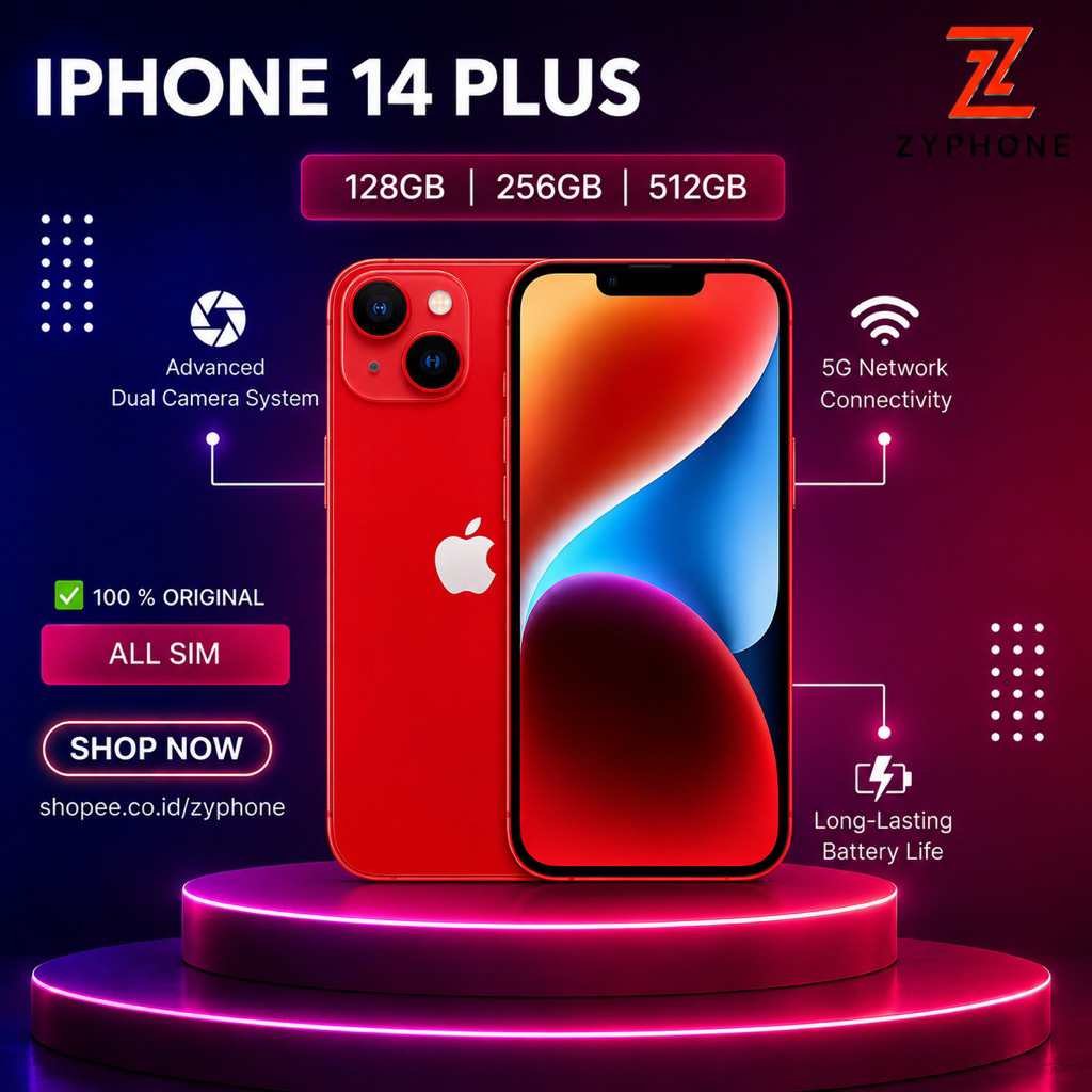 ZYPhone iPhone 14 Plus 128GB 256GB mulus 99-100% Original Second  14 128GB 256GB