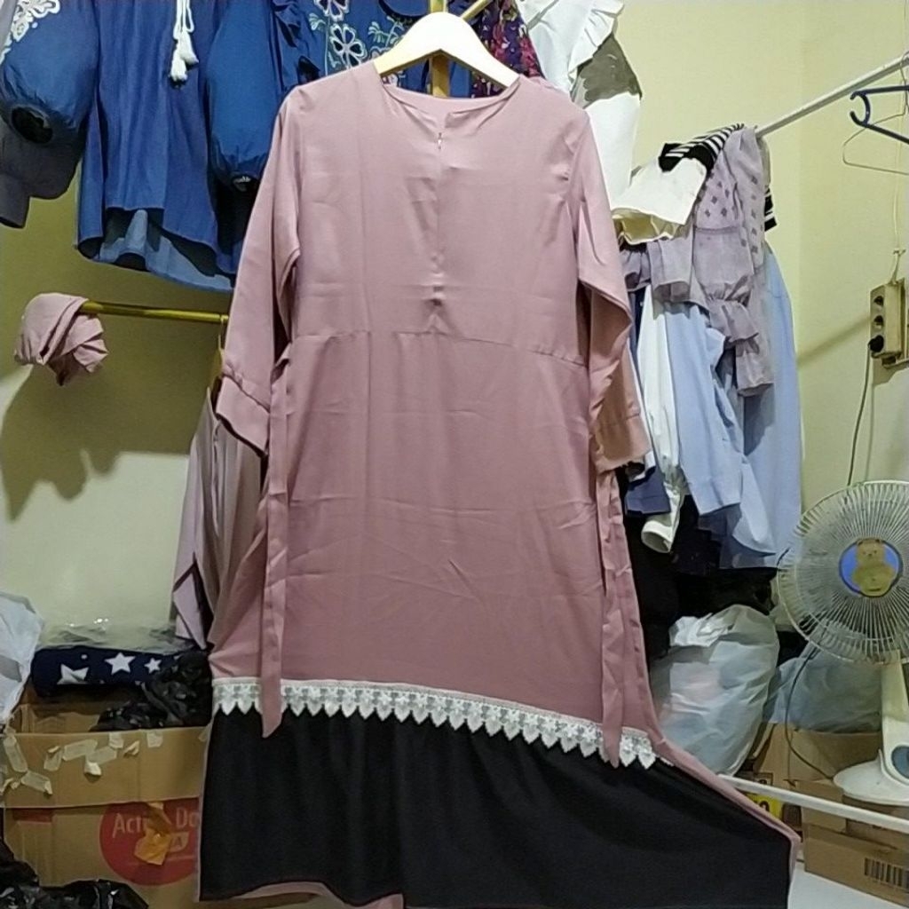 PL Gamis Pink Hitam