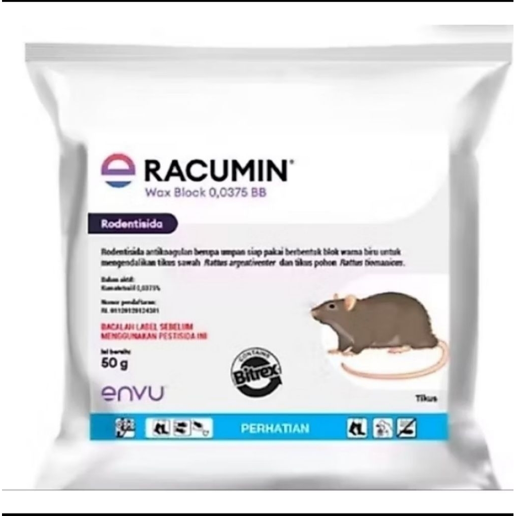 RACUMIN BLOCK 0,0375 BB Isi 50 g - Racumin/Racun Tikus/Obat Tikus Racumin (BKS)