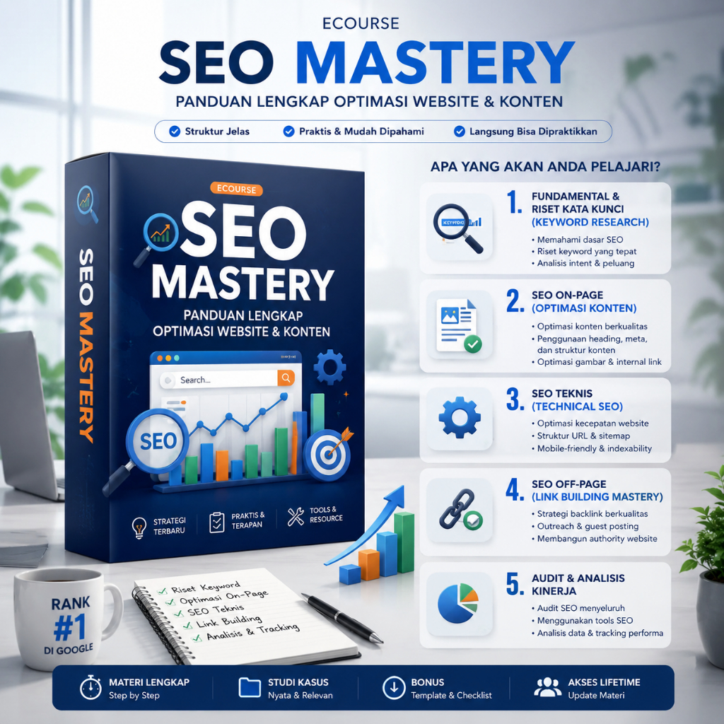 Ecourse SEO Mastery Panduan Lengkap Optimasi Website & Konten