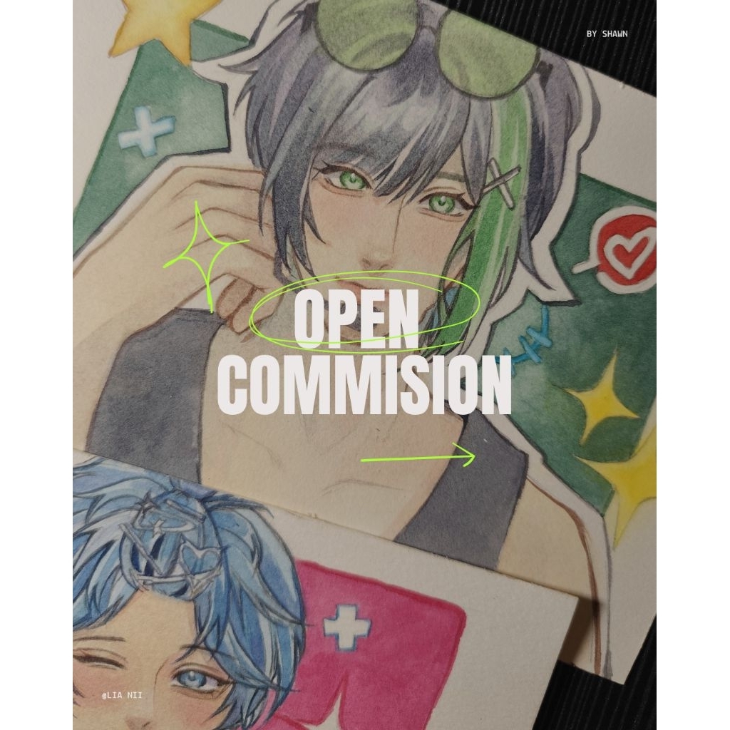 Commission watercolor Semi-realis artstyle A5