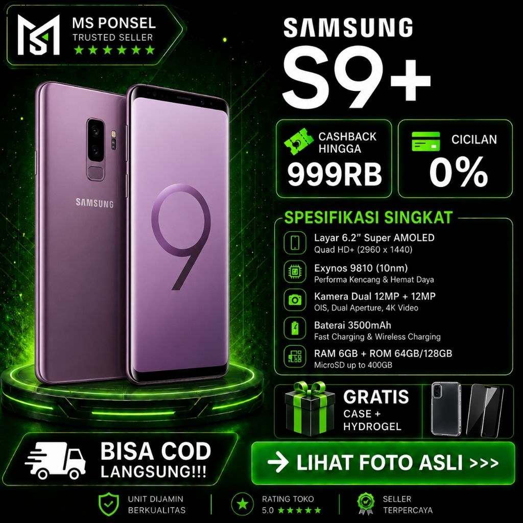Samsung Galaxy S9 Plus 6/128GB Ex Resmi SEIN Original | S9 64GB Second