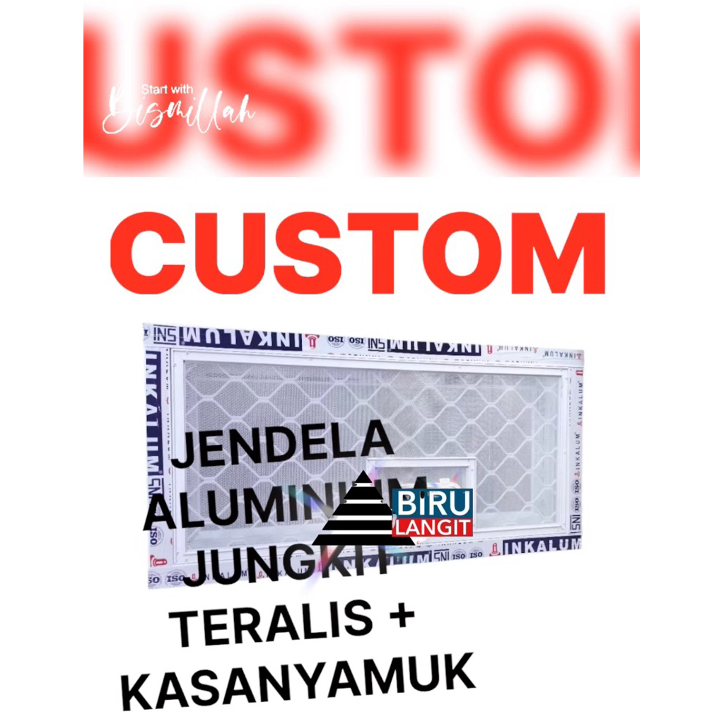 JENDELA JUNGKIT ALUMINIUM TERALIS KASANYAMUK 40*60 CM FREE PACKING KAYU