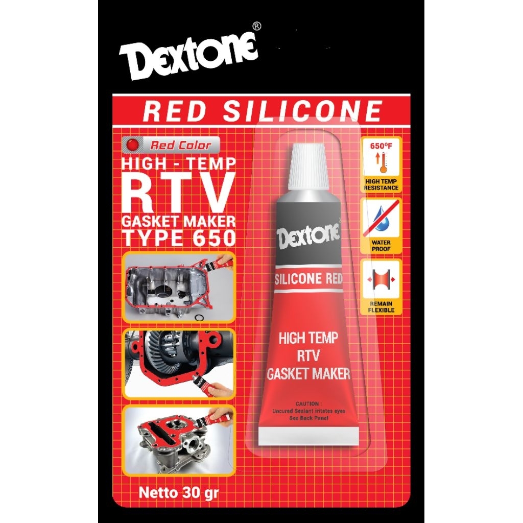 Dextone RTV Red Silicon 30gr | Lem Dextone Silikon Merah 30gr