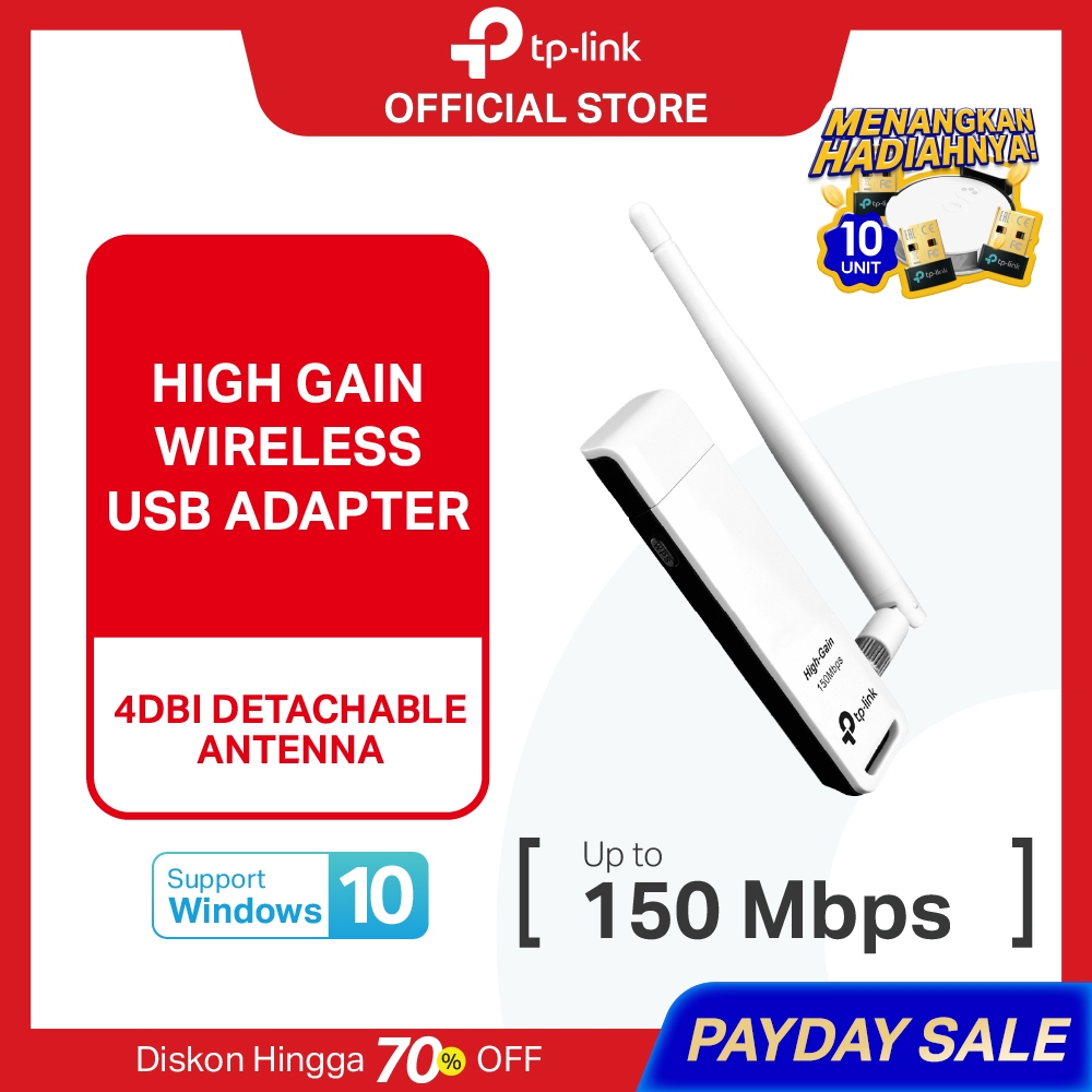TP-Link TL-WN722N | 150Mbps WiFi Adapter | Wireless USB Adapter |  High Gain | Dongle WiFi | PC MAC
