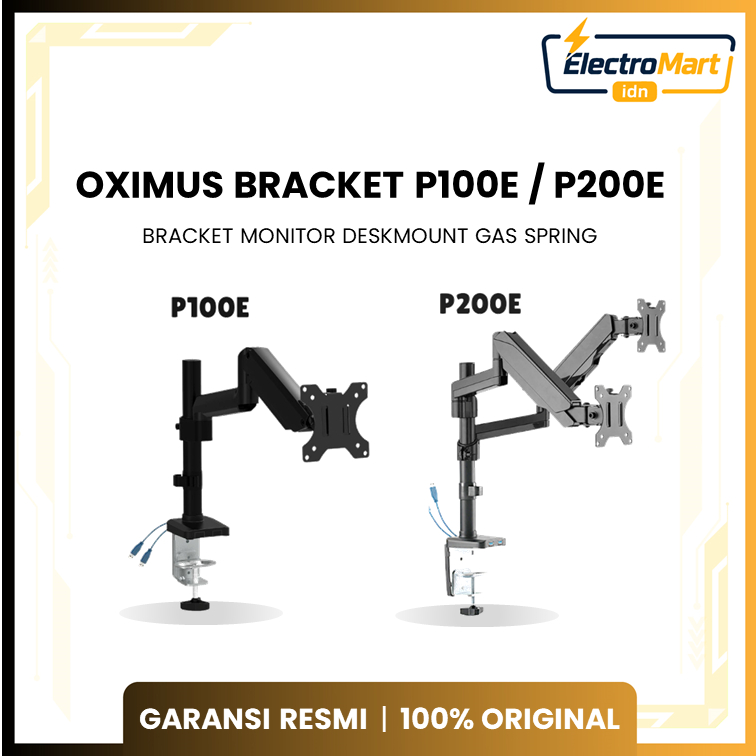 BRACKET MONITOR DESKMOUNT GAS SPRING OXIMUS P100E - P200E -  TILT SWIVEL