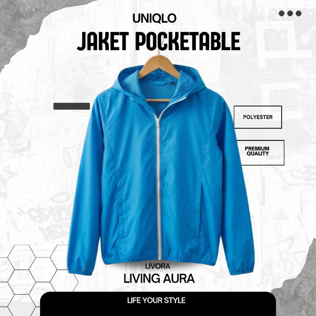 Jacket Uniqlo Pocketable Warna Biru Like New