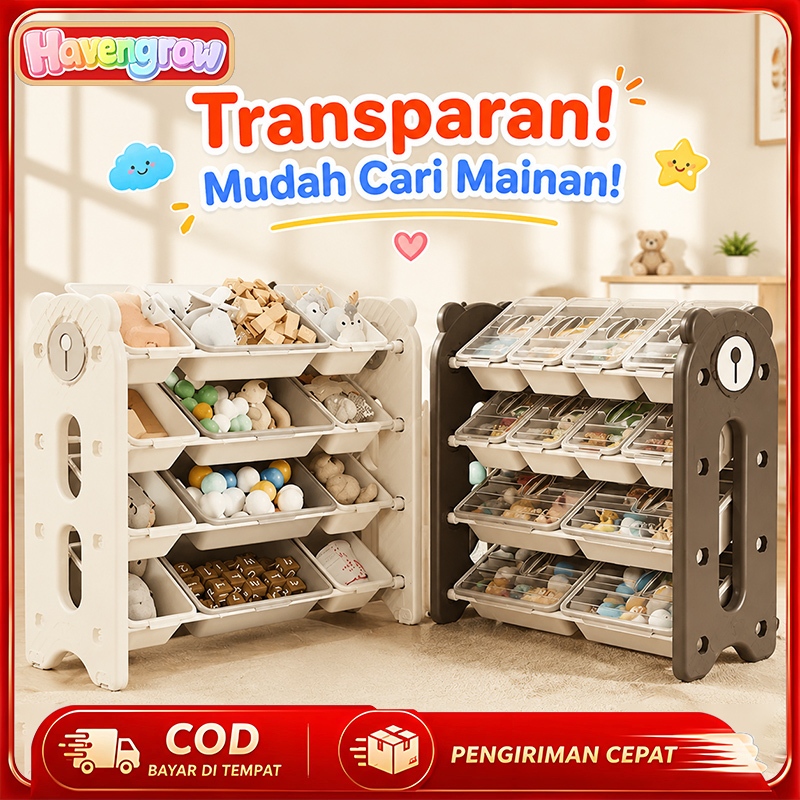 Rak Mainan Anak Rak Mainan Dilengkapi Dengan Tutup Anti Debu Rak penyimpanan mainan anak-anak
