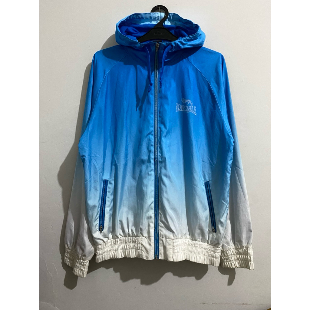 Lonsdale London Vintage Jacket Zip Hoodie Parasut Blue White Original