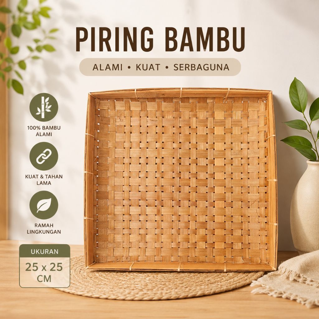 nampan bambu - nampan anyaman - piring bambu - piring lalapan - piring bambu besar serbaguna
