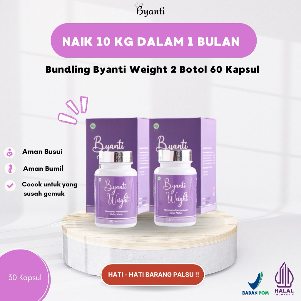 [PAKET HEMAT 2 BOTOL] Byanti Weight Obat Penggemuk Badan BPOM Penambah Nafsu Makan Permanen - Vitami