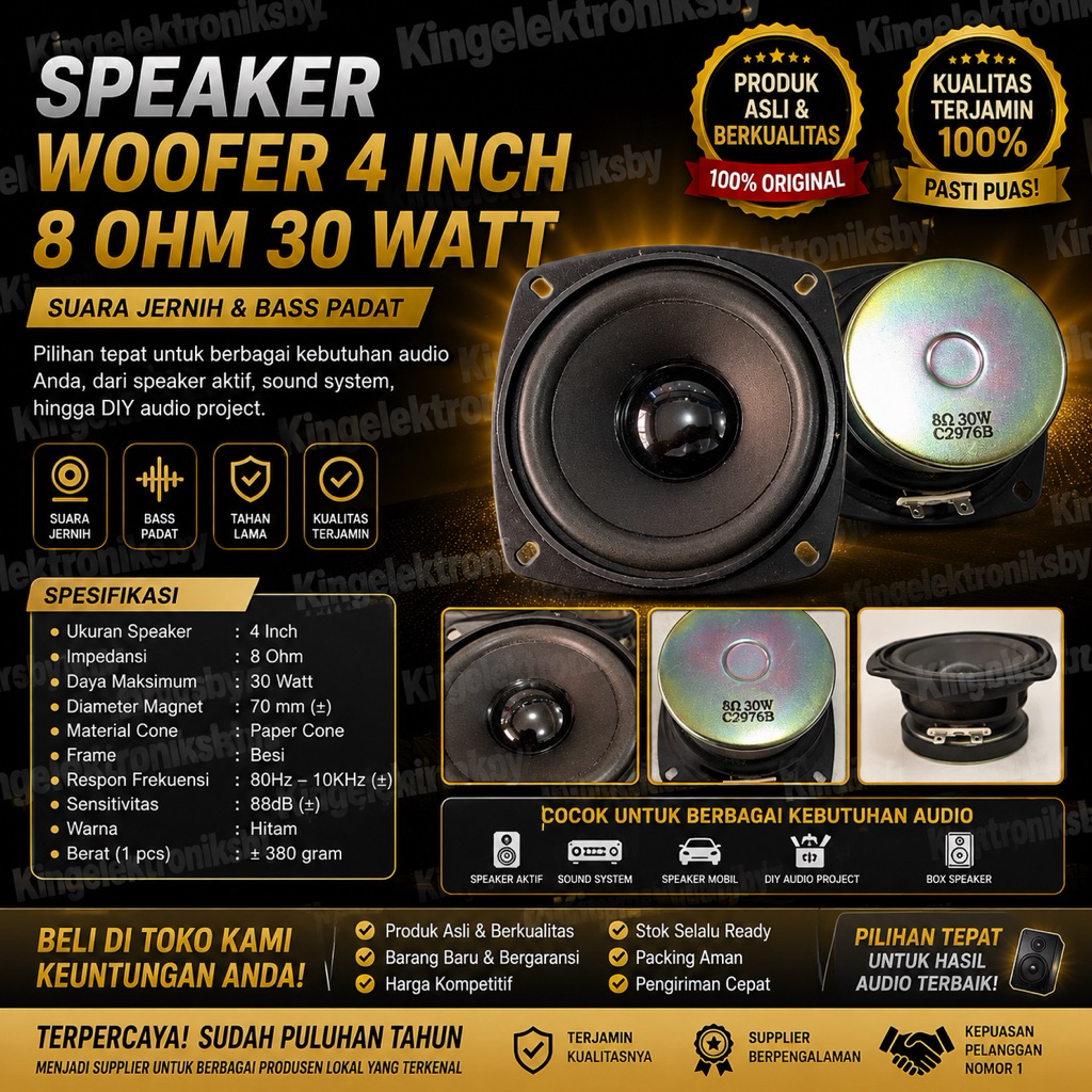 Speaker Woofer 4 Inch 8 ohm 30 Watt