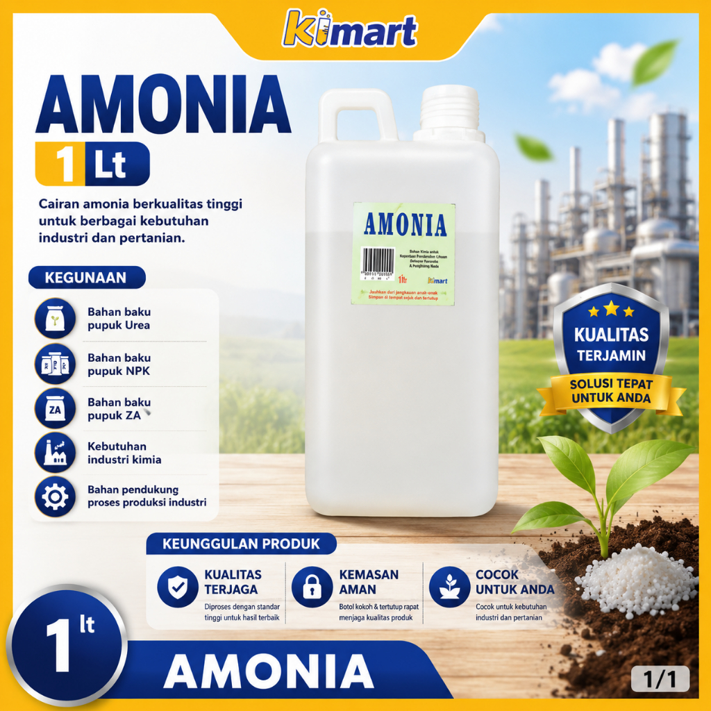 Amonia 1Kg 22,5% | Bahan Pupuk Urea NPK ZA Bahan Kimia Industri Include Bubble Wrap