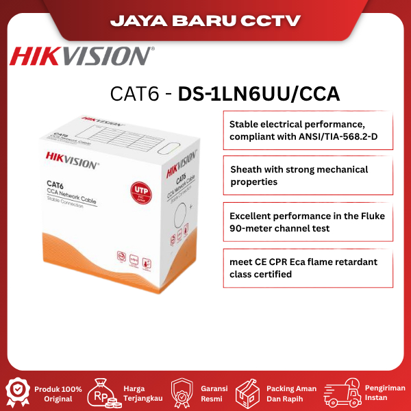 Kabel LAN Hikvision Cat6 UTP 305M Tembaga Murni / CCA Indoor Outdoor - Bandung