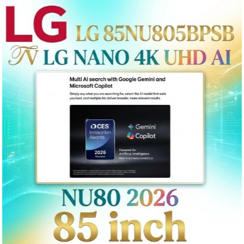 LG 85NU805BPSB TV LG NANO 4K UHD AI NU80 2026 85 inch + PALET KAYU