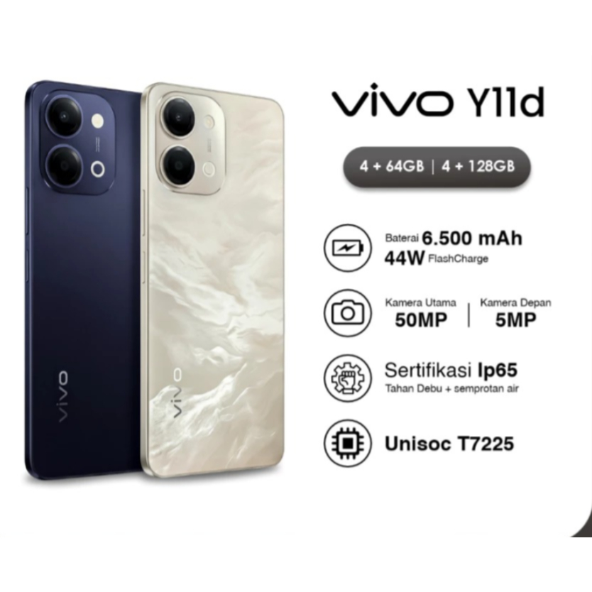 [NEW LAUNCH] vivo Y11D (4/64) (4/128) (6/128) - BNIB Garansi Resmi Tersegel Smartphone 6500mAh 44W F