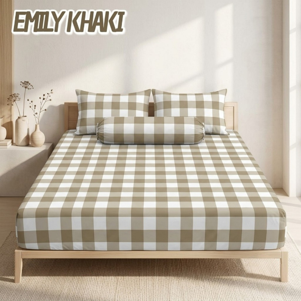 Sprei One Set premium disperse motif Aesthetic Kotak Biru /Merah /Hitam /Putih /Abu-abu /Sprei Premi