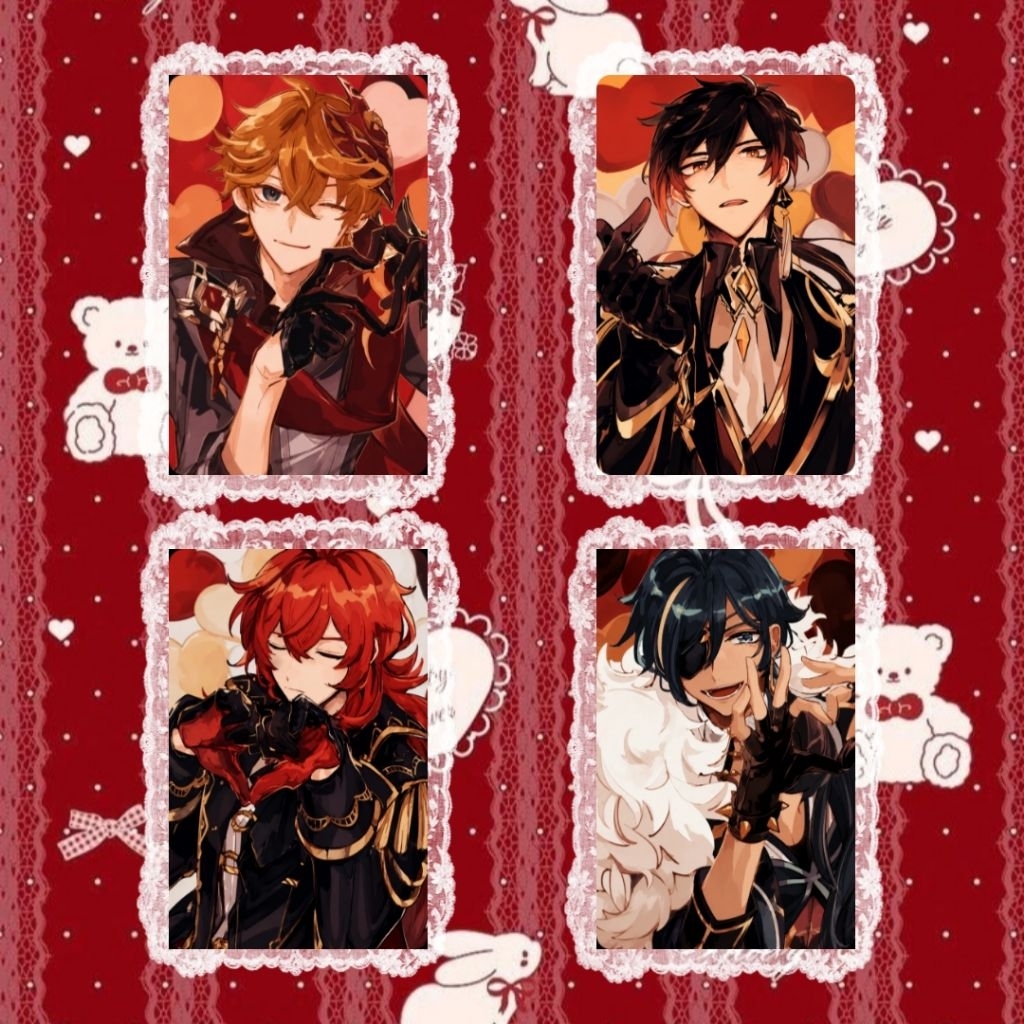 Photocard Genshin Impact Heart Shape | Anime (Kaeya, Diluc, Zhongli, Tartaglia)