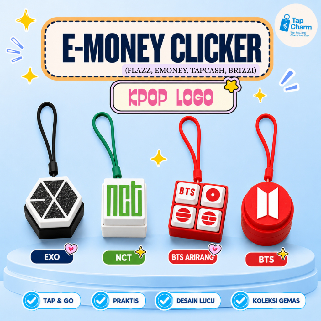 E-Money Clicker KPOP LOGO Series | Gantungan Kunci Fidget KPOP LOGO | Flazz E-Money TapCash Brizzi |
