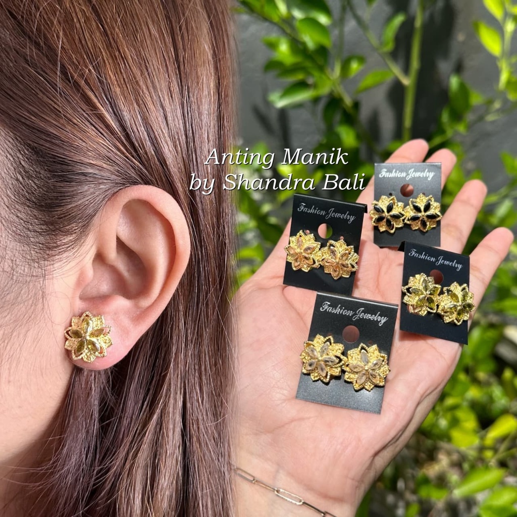 Shandra Bali - Anting Alpaka / Sumpel Manik Aksesoris Perhiasan Adat Kebaya Bali