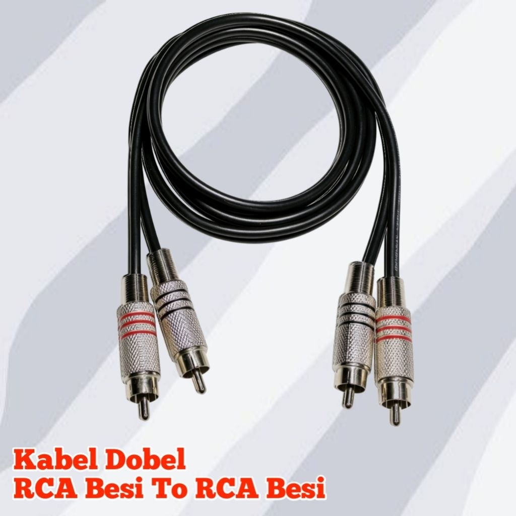 Kabel Input Dobel 2-2 Jek RCA Besi To Jek RCA Besi Panjang 1 Meter