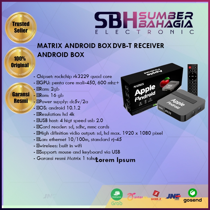 MATRIX APPLE ANDROID BOX DVB-T RECEIVER ANDROID BOX (NEW)