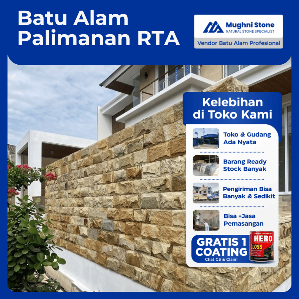 Batu Palimanan RTA Tekstur Alami untuk Dinding & Pilar - Mughni Stone