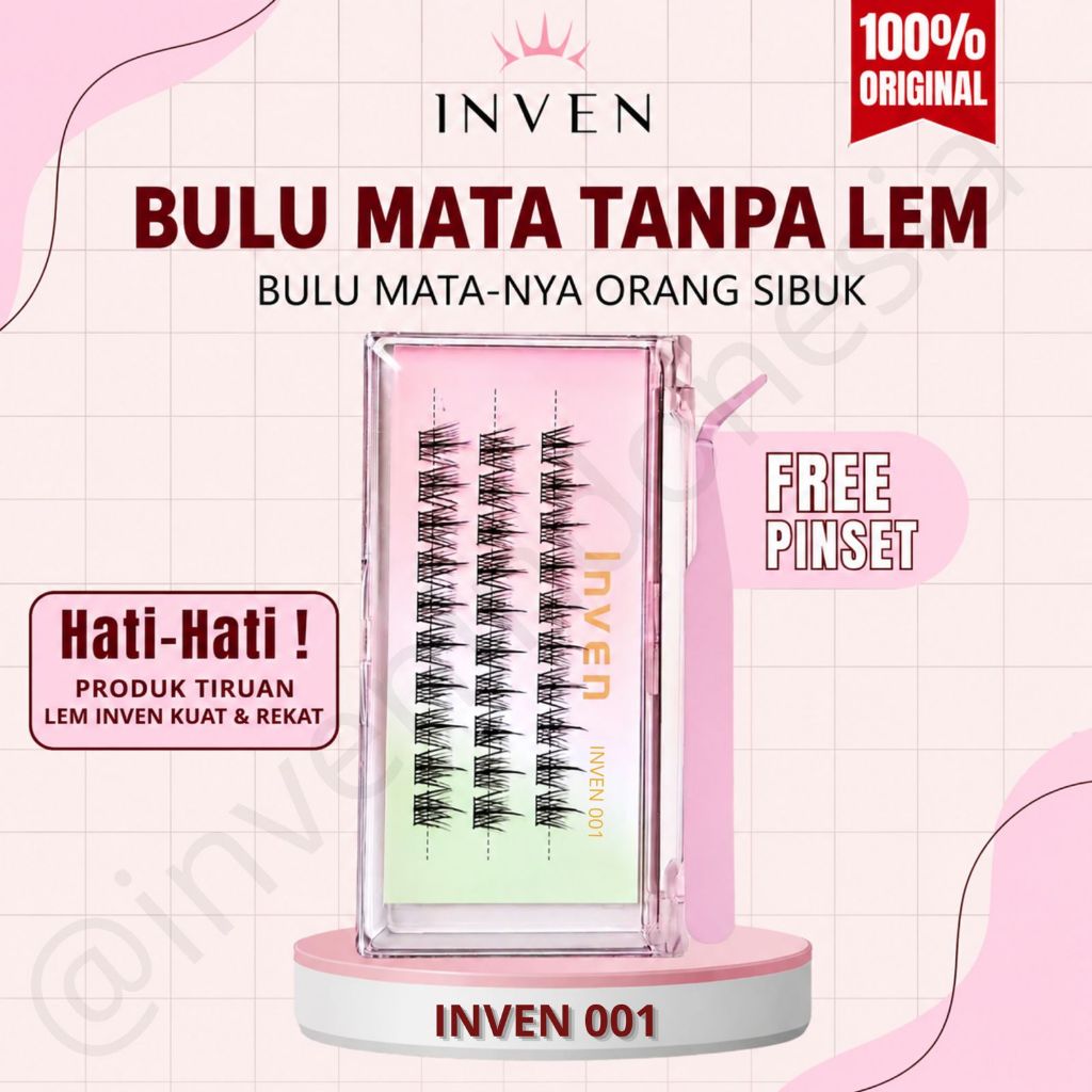 (LANGSUNG TEMPEL) INVEN 001 Bulu Mata Palsu TANPA LEM Premium Eyelash Korean Look kode : 001 FREE PI
