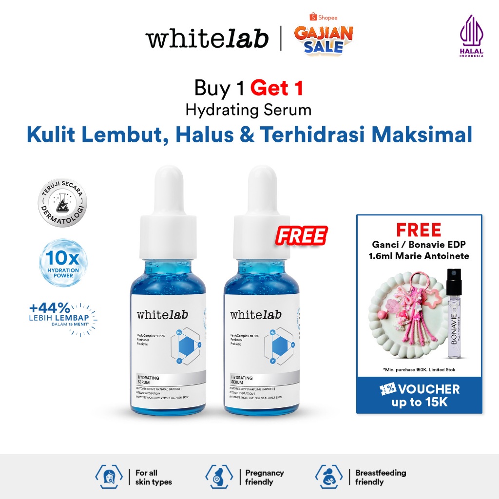 [BUY 1 GET 1] Whitelab Hydrating Serum - Serum Kulit Kering Perkuat Hidrasi untuk Kulit Lembap, Halu