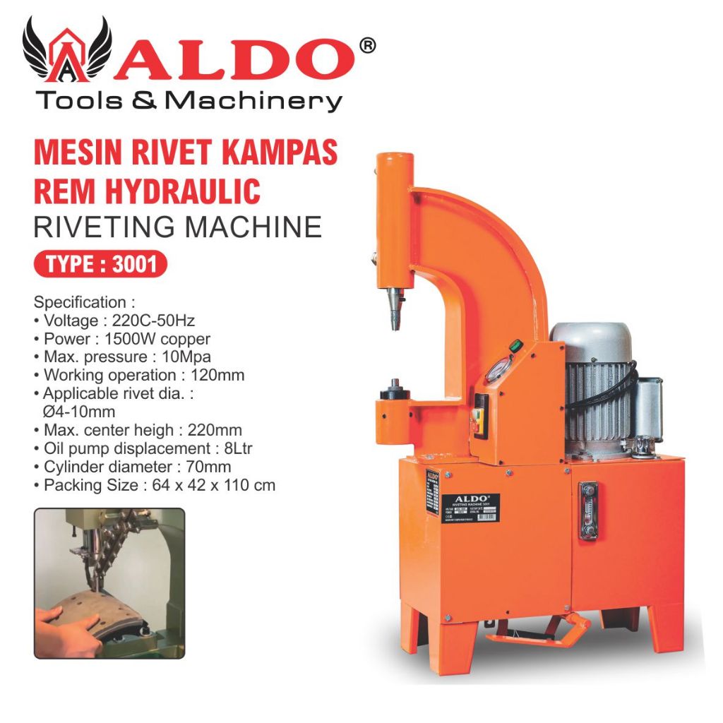 MESIN RIVET KAMPAS REM HYDRAULIC 3001 / RIVET MACHINE MERK ALDO