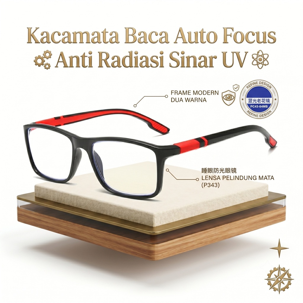 Kacamata Baca Anti Radiasi Sinar UV Blueray Auto Focus Pria Wanita Model Kotak Sporty VENDAMILOR