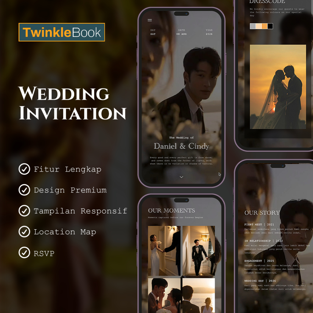 Undangan Digital Pernikahan / Wedding Digital Invitation ( Luxe Romance Template )