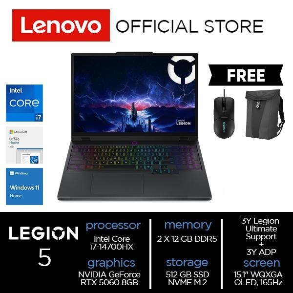 Lenovo Legion 5 i7-14700HX RTX5060 512GB 16GB 15.1"WQXGA OLED Win11 OHS