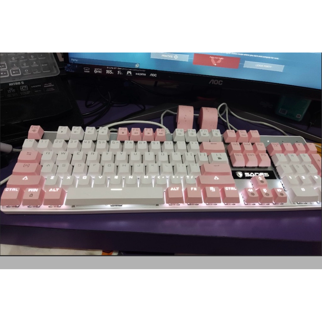 KEYBOARD MECHANICAL SADES K10 PINK ORIGINAL SECOND