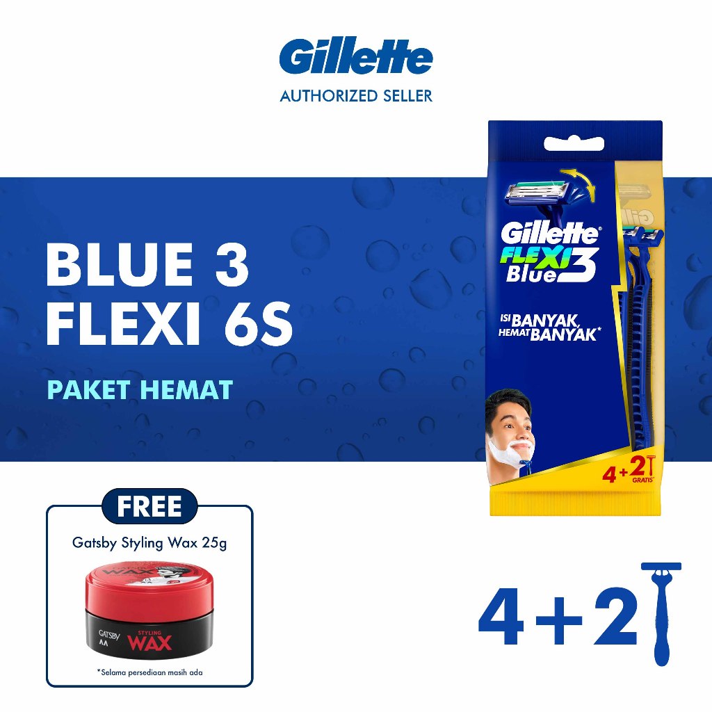 Gillette Pencukur Blue 3 Flexi Razor Pisau Cukur Isi Ulang - Isi 6