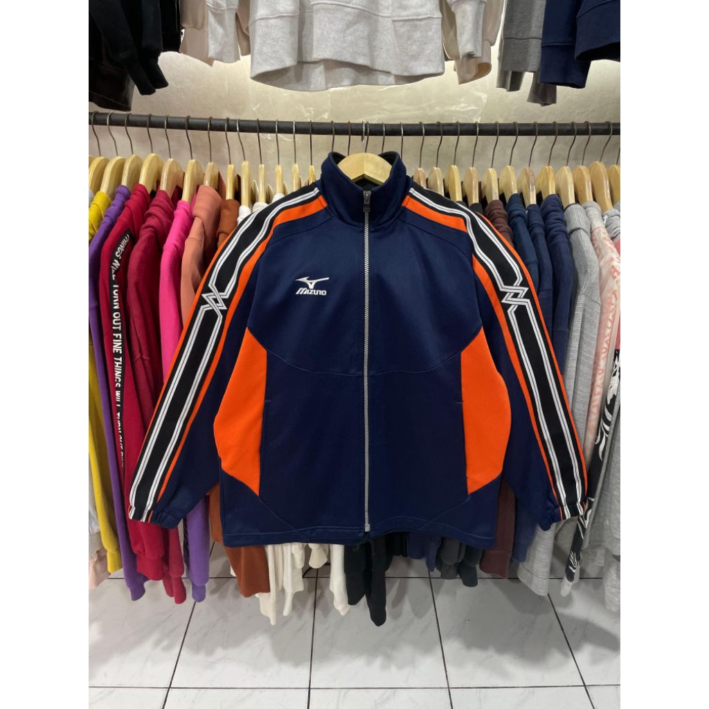 track jacket / tracktop Mizuno vintage JASPO navy striped ( M fit L )